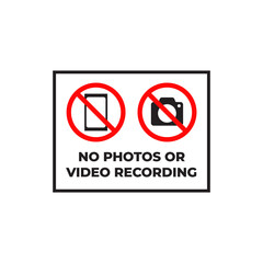Black No Photos or Video Recording