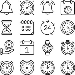 Time Management Icons Deadline Symbols for Schedules, Reminders, and Time Tracking. Stay Organized with Our Collection