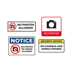 Prohibited Camera and Phone Sign Set