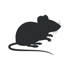 Silhouette of a Mouse Rodent with Long Tail and Whiskers on Transparent Background Vector Illustration
