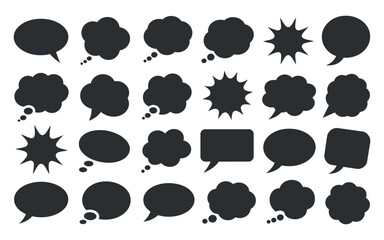 Collection of Speech Bubbles and Thought Balloons on Transparent Background Vector Illustration