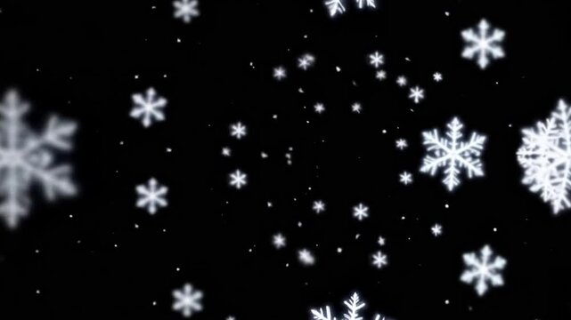Dancing Snowflakes on Black: delicate snowflake patterns against a dark canvas, evoking a sense of quietude and seasonal beauty