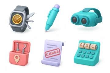 3d gadget icons: smartwatch, headphones, pen, and more for modern tech designs