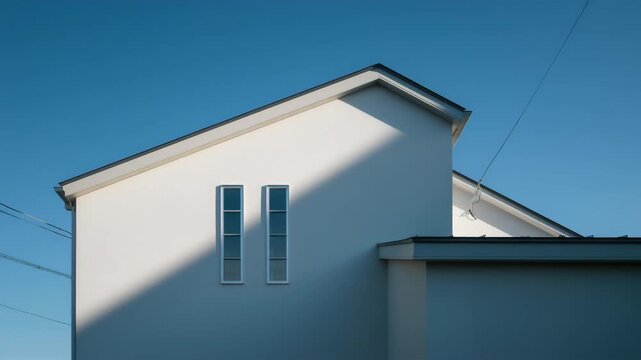 白塗り壁と黒屋根が映える現代住宅の外観全景
