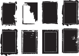 Grunge Rectangle Frames Collection, Abstract Paint Stroke Frame Bundle for Poster and Social Media Design