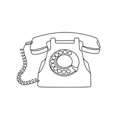 Vintage rotary phone illustration with coiled cord design  