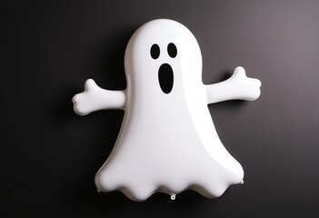 Balloon ghost with happy face - flat lay