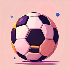 Fototapeta premium A stylized soccer ball illustration shows geometric shapes and playful pastel hues, a modern take.