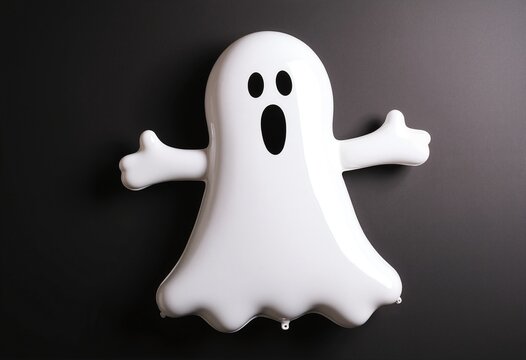 Balloon ghost with happy face - flat lay