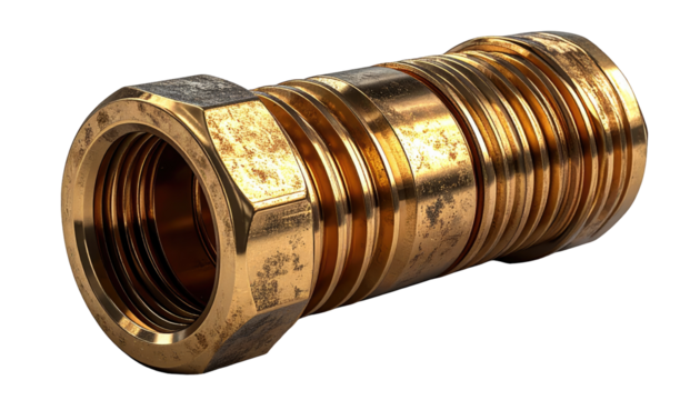 Brass connector, close-up