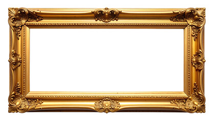 Gold ornate picture frame against black background