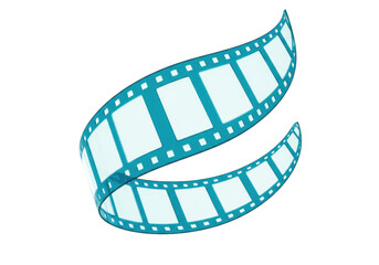 Isolated film strip element, retro motion picture celluloid with sprockets and frames, 3D render