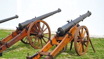 Antique cannons displayed outdoors