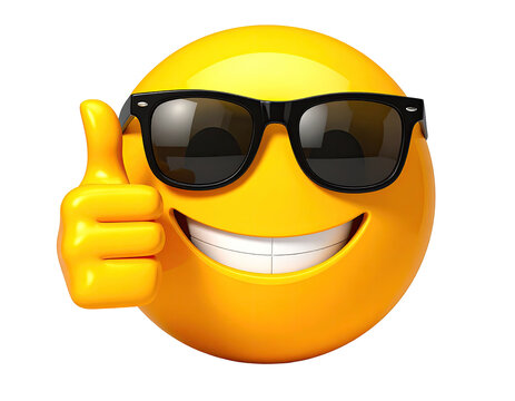 Smiling emoji with sunglasses and thumbs up
