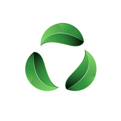 Eco recycle symbol made of green leaves isolated on transparent background. Vector illustration. 