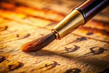 Fototapeta premium Macro Photography: Calligraphy Brushstrokes on Paper – Detailed Ink Texture