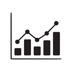 Vector art of bar graph icon this graphic illustration features a bar graph with an upward trending line, symbolizing growth, progress, and positive performance the design is simple and clean, making 