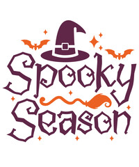 Spooky Season Halloween typography clip art design on plain white transparent isolated background for card, shirt, hoodie, sweatshirt, apparel, card, tag, mug, icon, poster or badge