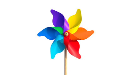 Rainbow Pinwheel with Transparent Background for Spring and Summer Designs
