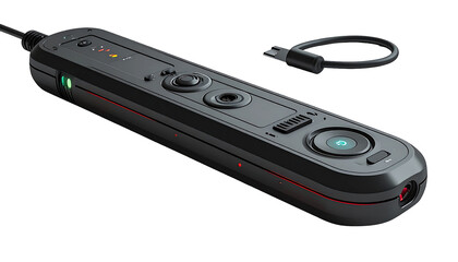 Fototapeta premium Modern, sleek, black digital device with controls