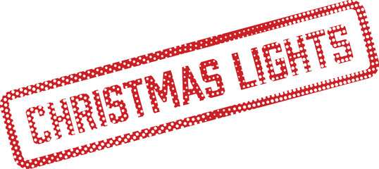 Polka dot rectangular stamp displaying the festive message 'Christmas Lights' on a white background