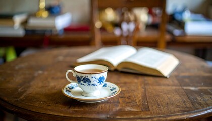 Cozy tea and book moment