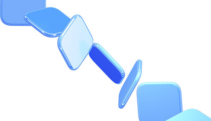 Abstract flowing cascade of rounded square shapes in varying shades of blue against a white background © Dynamo Art