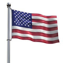 Fototapeta premium Cross with american flag waving in the wind isolate on transparent background