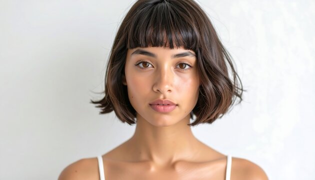 Woman with short hair, neutral expression