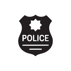 Vector art of police badge icon symbol of law enforcement, authority, and protection vector illustration of a police shield in a minimalist style for web, print, and design projects