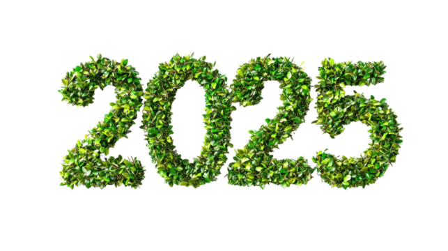 Green earth made of "2025" isolate on transparent background