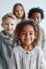 Diverse group of children celebrating uniqueness and self-worth in a warm, interactive environment