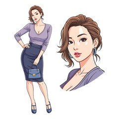 Confident Professional Woman in Business Skirt