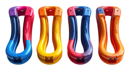 Colorful curved shapes in a row