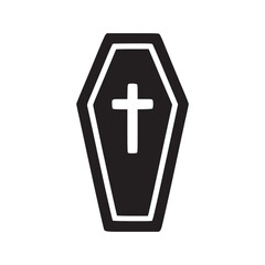 Obraz premium Vector art of a simple black coffin icon with a cross the coffin is depicted with a classic shape and a cross in the center, creating a minimalist and clean design