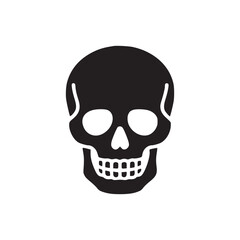 Vector art of a simple black skull icon, perfect for halloween designs, tattoo art, or representing danger and mortality in a modern and minimalist style illustration