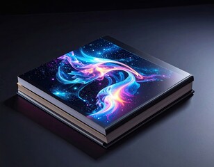 Futuristic Glowing Book Cover Design with Nebula