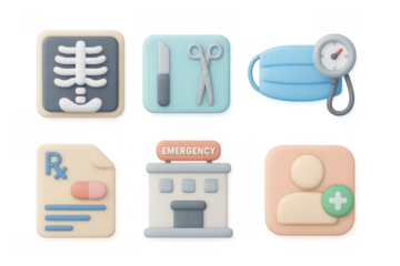 3d icons of healthcare services and tools for modern medical applications