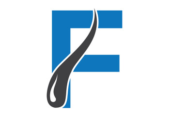 Intel latter F with hair treatment logo design concept