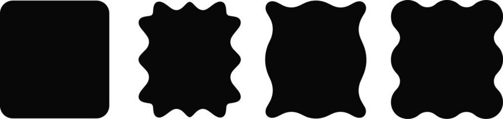 Geometric Abstraction: A collection of meticulously crafted black shape silhouette against an elegant backdrop. Emphasizing minimalist aesthetic, clean lines, and graphic versatility.