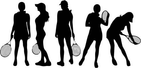 Vector silhouettes of women.8...