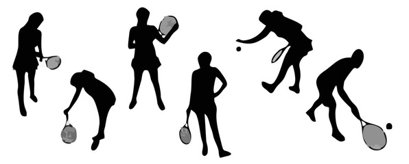 Vector silhouettes of women74...