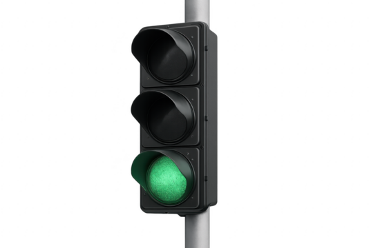 Traffic light showing green signal transparent background