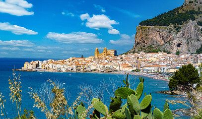 View of Cefalu, on the Tyrrhenian coast of Sicily, Italy