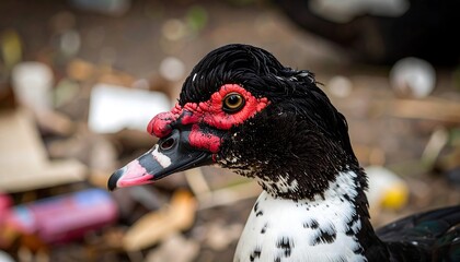 Close-up of a duck's head
