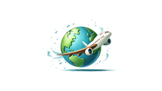 The greatest animated cartoon object of flights throughout the world, isolated on a white background 