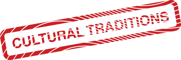 Bold red stripe frame highlights the phrase 'Cultural Traditions' against a clean white background