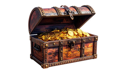 Treasure PNG, Transparent Background, Treasure Chest Illustration, Gold Coins, Pirate Treasure Box, Hidden Riches, Ocean Treasure, Jewel Chest, Fantasy Treasure Art, Old Wooden Chest