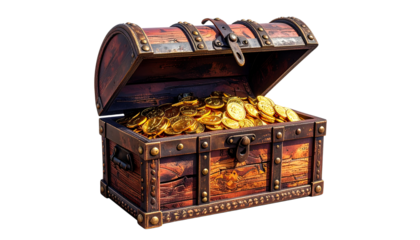 Treasure PNG, Transparent Background, Treasure Chest Illustration, Gold Coins, Pirate Treasure Box, Hidden Riches, Ocean Treasure, Jewel Chest, Fantasy Treasure Art, Old Wooden Chest