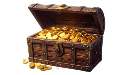 Treasure PNG, Transparent Background, Treasure Chest Illustration, Gold Coins, Pirate Treasure Box, Hidden Riches, Ocean Treasure, Jewel Chest, Fantasy Treasure Art, Old Wooden Chest